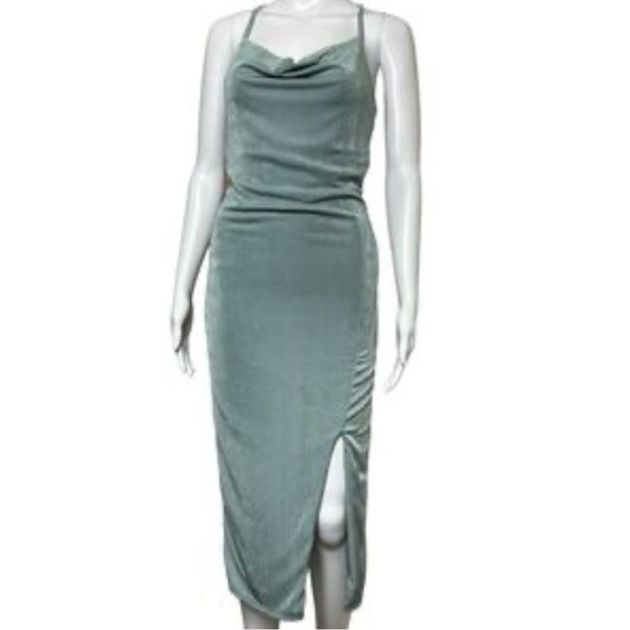 21 Saints Sage Cowl Neck Slinky Dress sz M - Picture 1 of 4
